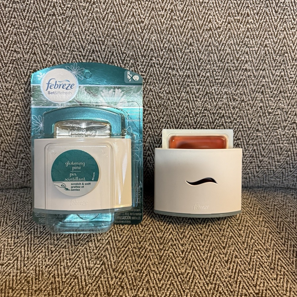 New RARE HTF Febreeze Set And Refresh Pine Holiday  Diffuser Air Freshener